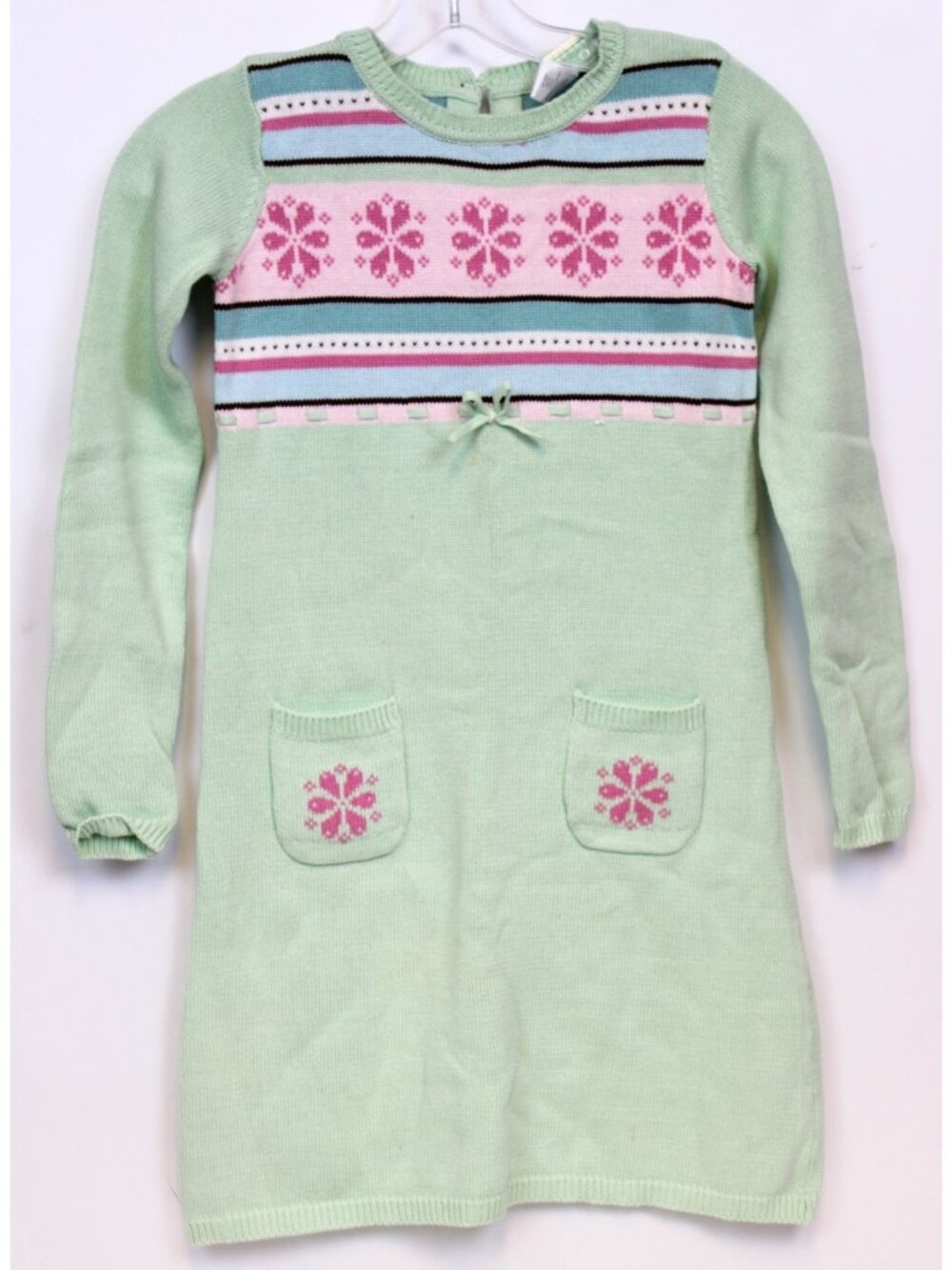 2009 Gymboree Winter Ballerina Sweater Dress sz 10 Mint Snowflake Stri Fair Isle